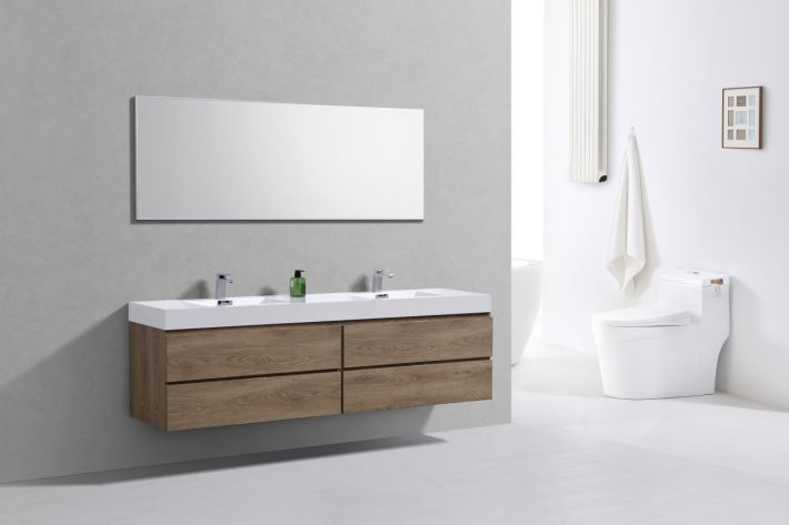 Bliss 72" Double Sink Butternut Wall Mount Modern Bathroom Vanity