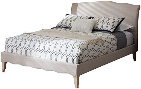 Baxton Studio Fannie French Classic Modern Style Beige Linen Fabric King Size Platform Bed