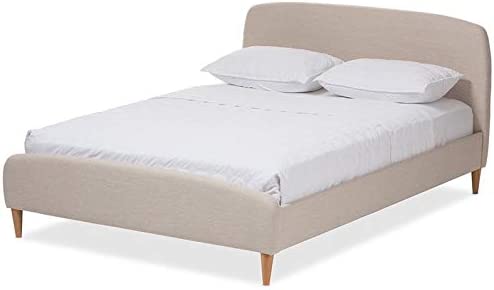 Baxton Studio Mia Upholstered Queen Platform Bed in Light Beige