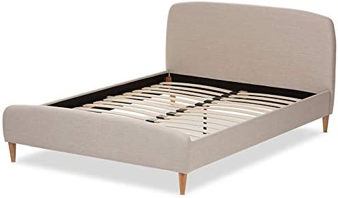 Baxton Studio Mia Upholstered Full Platform Bed in Light Beige