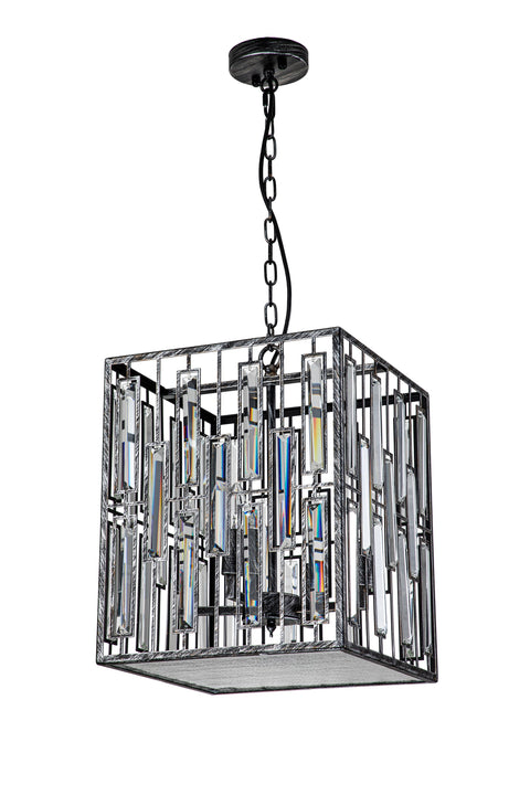 Cynthia 4-Light Antique Black Square Modern Glam Crystal Lantern Chandelier