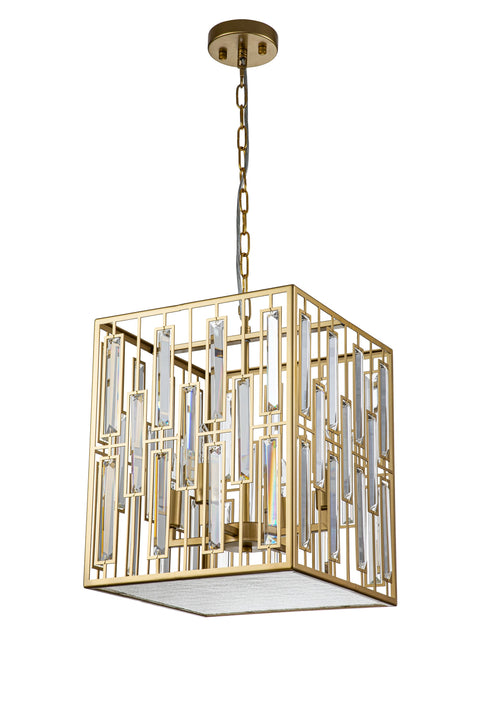 Cynthia 4-Light Gold Square Modern Glam Crystal Lantern Chandelier
