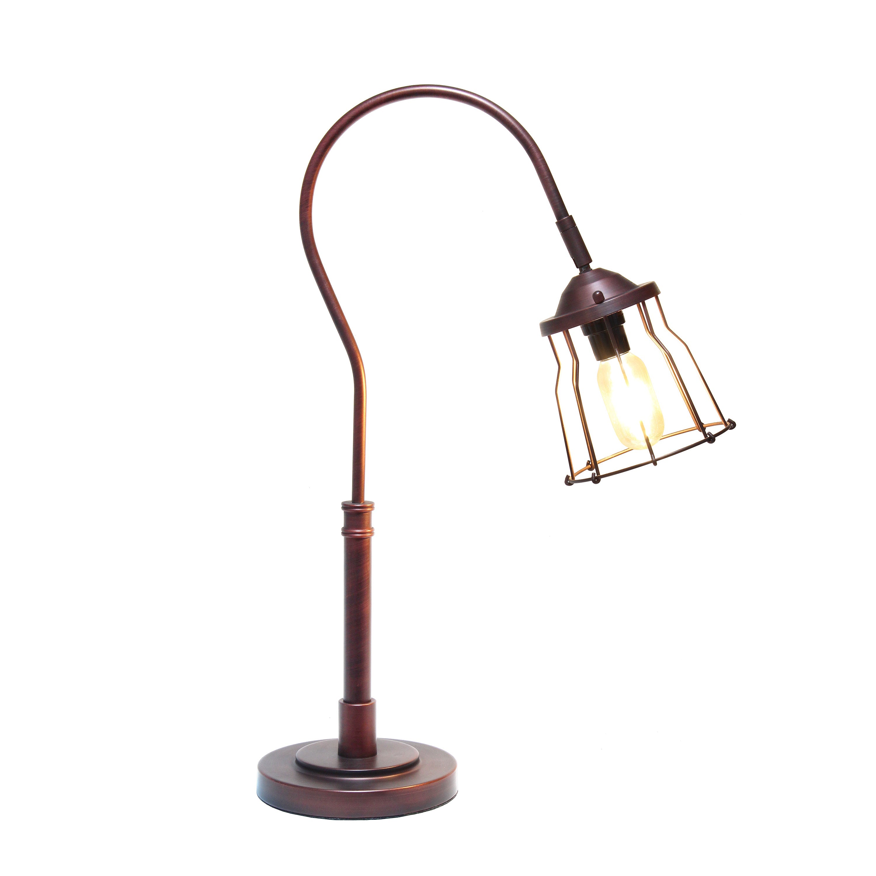Lalia Home Decorative Rustic Caged Shade Table Lamp, Red Bronze