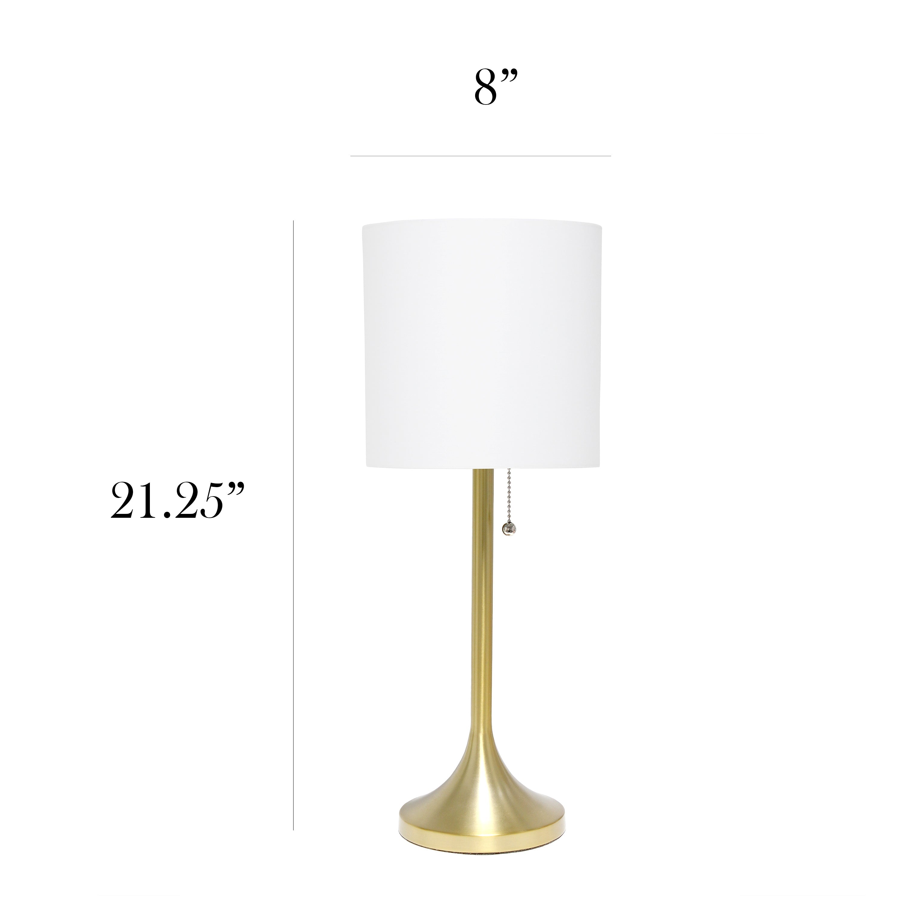 Simple Designs LT1076-GDW Tapered Fabric Drum Shade Table Lamp, Gold/White