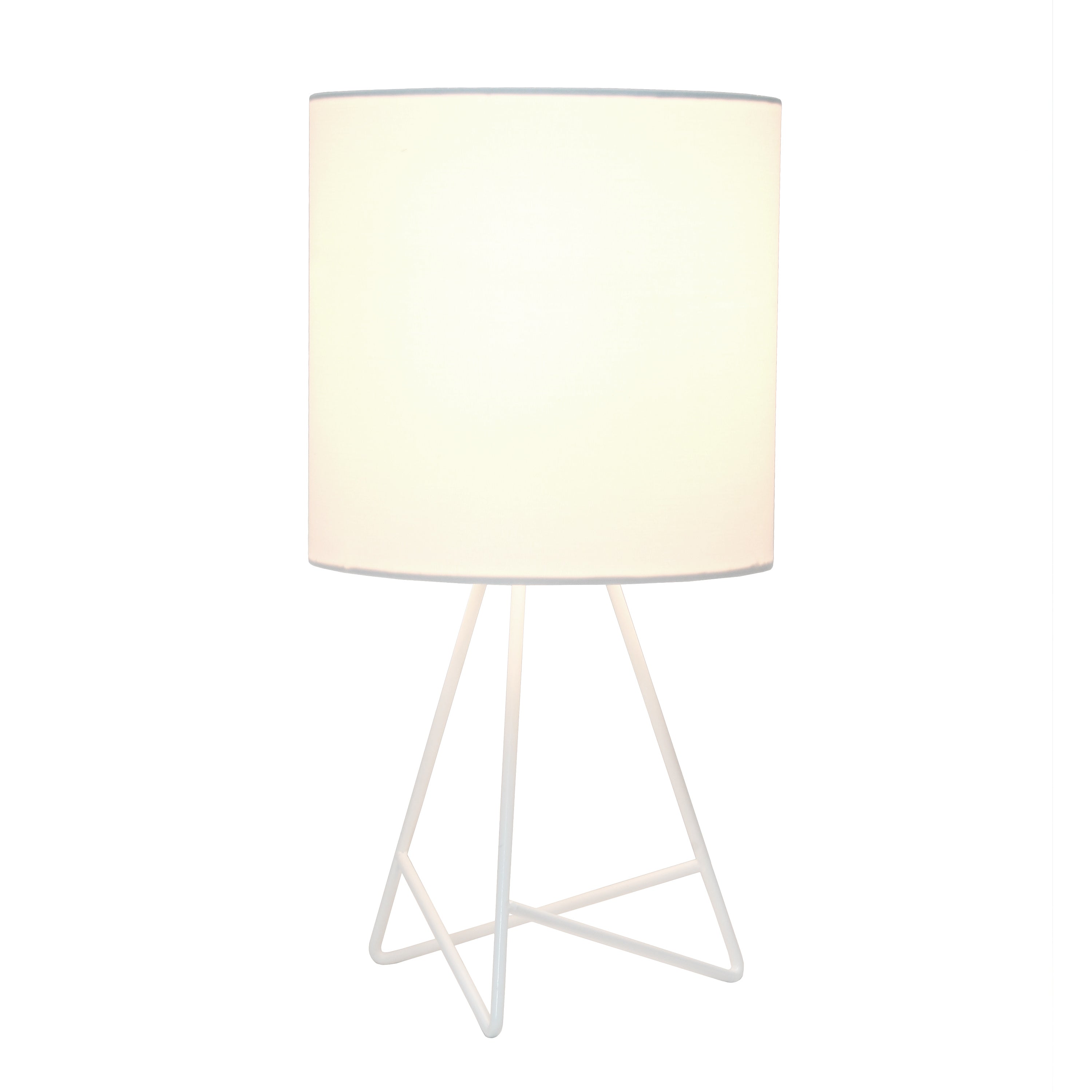 Simple Designs LT2066-WOW Down to the Wire Fabric Shade Table Lamp, White/White