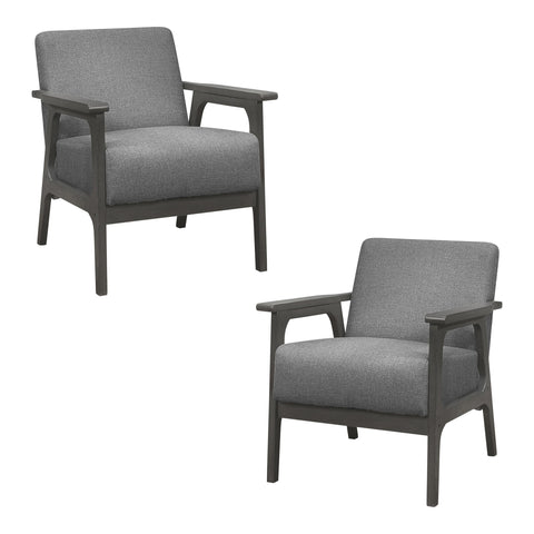 Ride Gray Textured Upholstery Solid Wood Antique Gray Finish Accent Chair (Set of 2)
