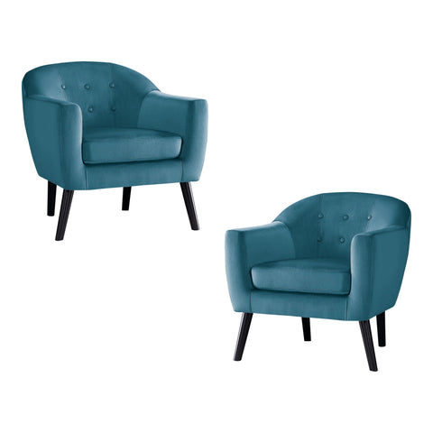Waterlyn Blue Velvet Upholstery Tufted Back Accent Chair (Set of 2)