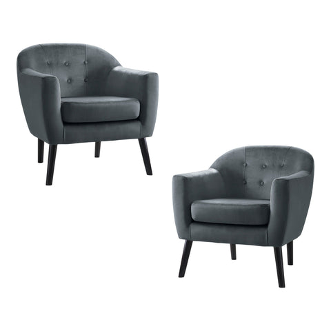 Waterlyn Gray Velvet Upholstery Tufted Back Accent Chair (Set of 2)