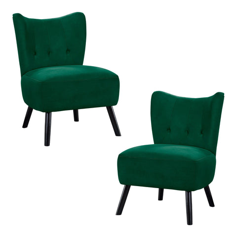 Shapel Green Velvet Upholstery Tufted Back Accent Chair (Set of 2)