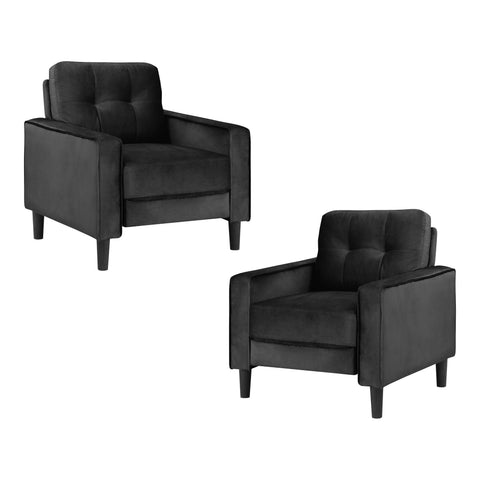 Talon 32.5 in. W Square Arm Velvet Straight Chair in Black (Set of 2)