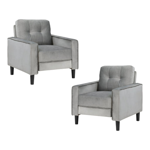 Talon 32.5 in. W Square Arm Velvet Straight Chair in Gray (Set of 2)