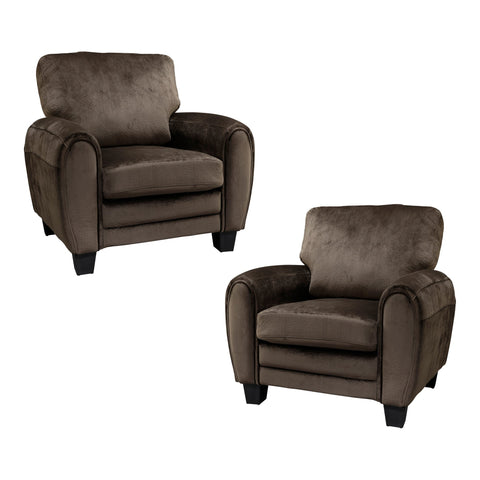 Viggo 39.25 in. W Round Arm Microfiber Straight Chair in Chocolate (Set of 2)