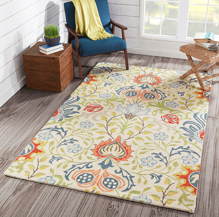 Momeni Rugs Newport Collection, 100% Wool Hand Tufted Loop Cut Contemporary Area Rug, 3'9" x 5'9", Multicolor