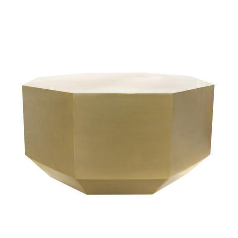 Pasargad Home Byzantine Octagon Shape Iron Coffee Table Brass
