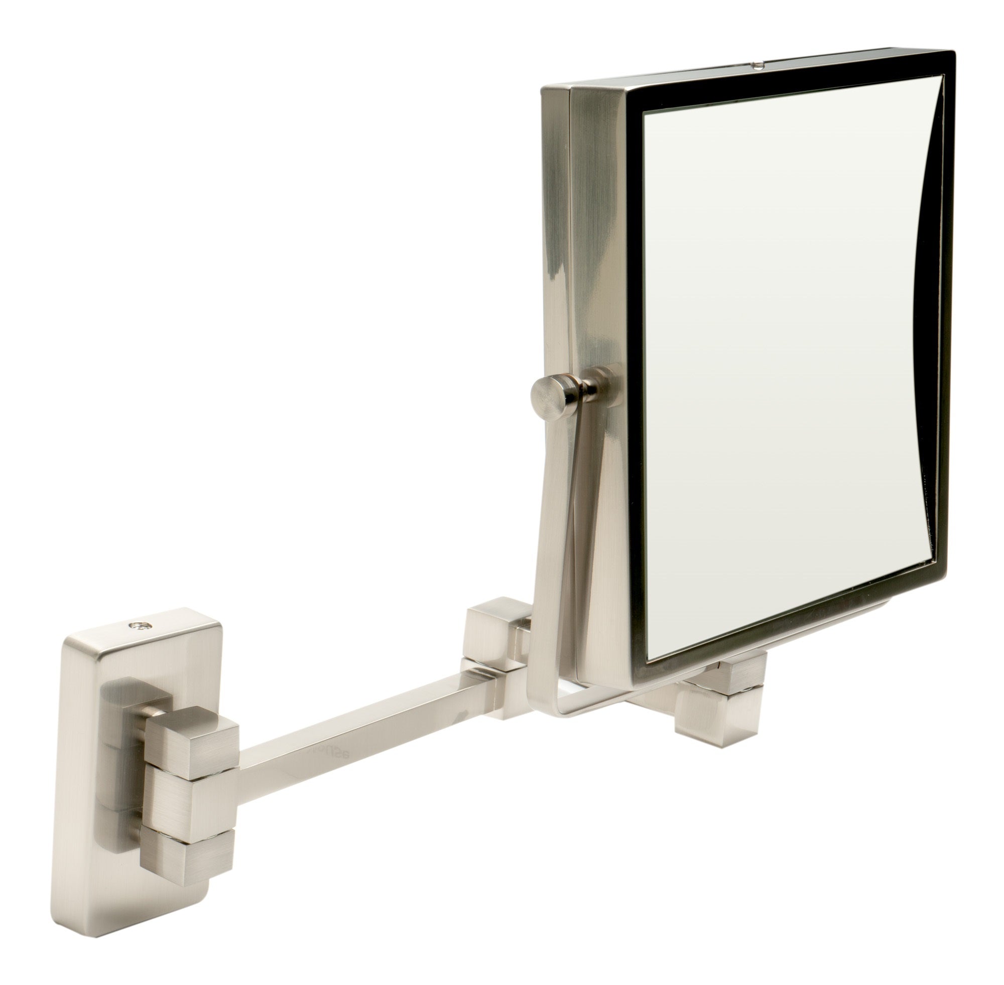 ALFI brand ABM8WS-BN 8Inch  Square Wall Mounted 5x Magnify Cosmetic Mirror