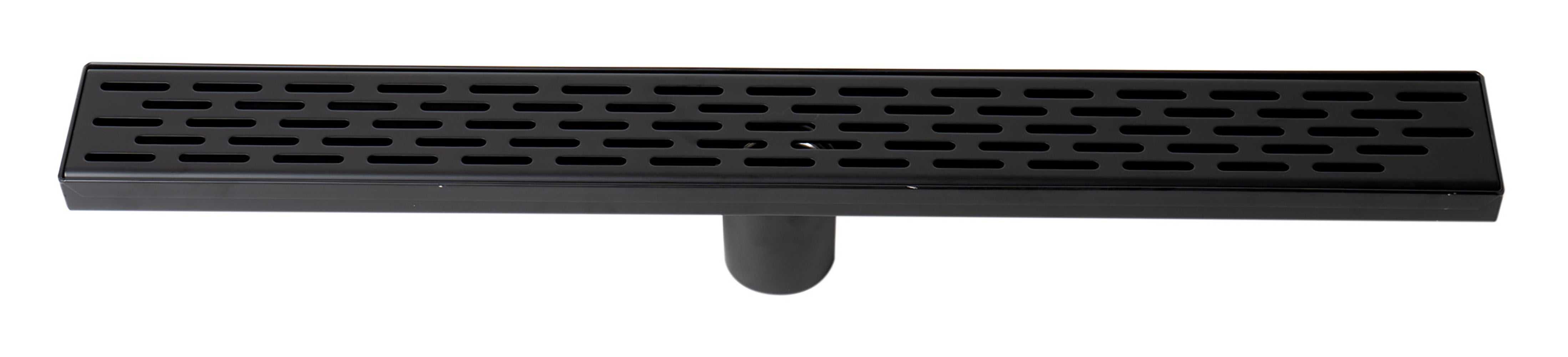 24 Inches Black Matte Stainless Steel Linear Shower Drain with Groove Holes