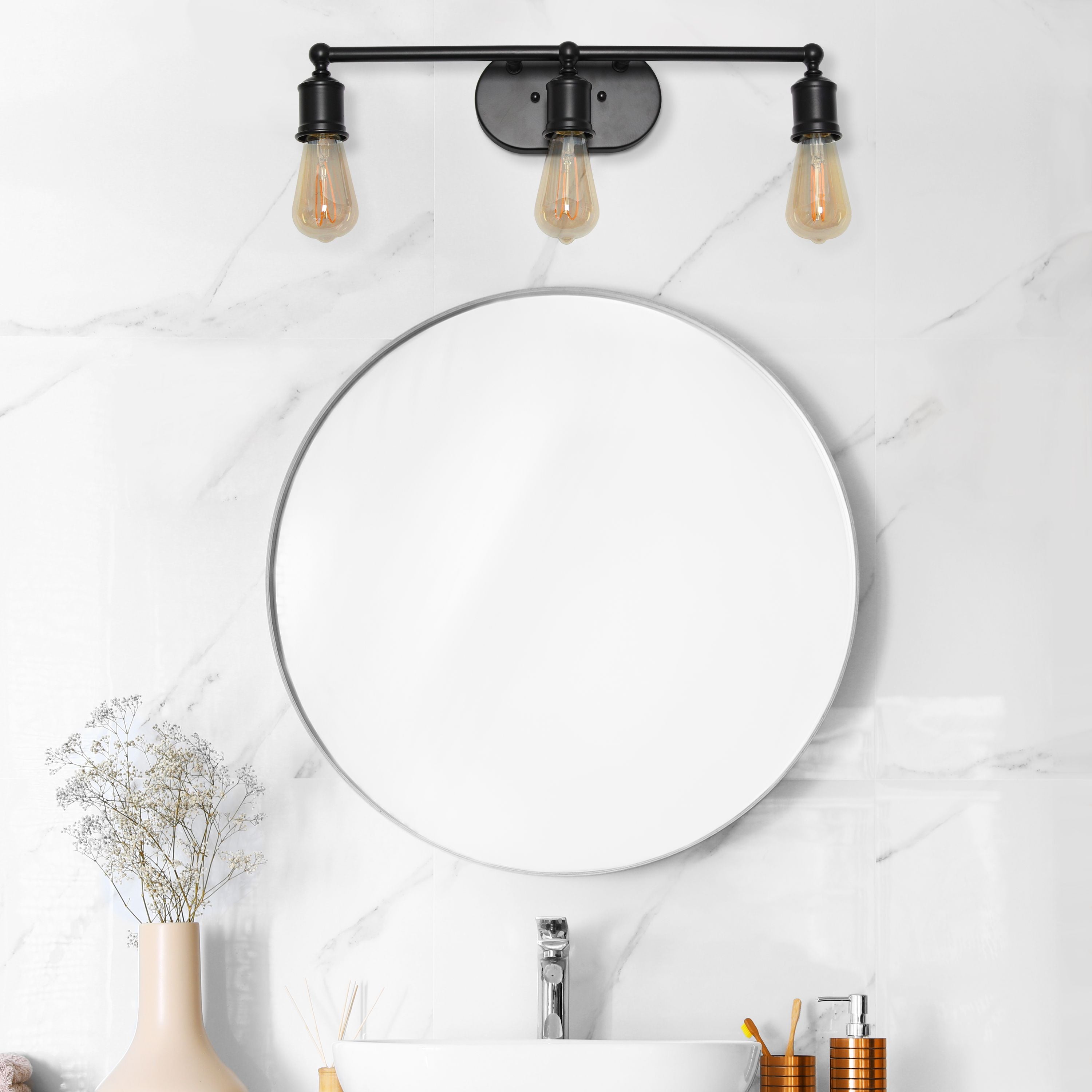 Lalia Home Industrial Metal Bathroom Vanity Light in Matte Black Finish